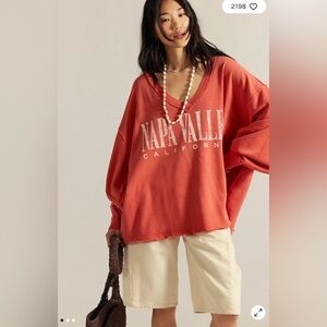 We The Free Venice V-Neck Graphic Sweatshirt Napa valley